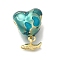 Brass Turquoise Enamel European Dangle Charms, Heart with Plane Large Hole Pendants, Cadmium Free & Lead Free, Real 16K Gold Plated, 20x15x11.5mm, Hole: 5mm