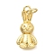 Brass Pendants, Rabbit, Rack Plating, Cadmium Free & Lead Free, Long-Lasting Plated, Real 18K Gold Plated, 18x8.5x4.5mm, Hole: 3.5mm