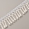 Plastic Imitation Pearl Beaded Tassel Ribbon, Beaded Trimming, with Polyester Cord, for Skirt, Curtain, White, 50x1mm