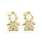 Brass Micro Pave Clear Cubic Zirconia Prince Connector Charms, with Shell, Boy Links, Real 18K Gold Plated, 18x12x2.5mm, Hole: 1mm