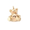 Brass Pendants, Bear Charms, Real 14K Gold Plated, 17x13.5x5mm, Hole: 1.6mm