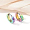 304 Stainless Steel Polishing Effect Hoop Earrings, Ion Plating(IP), Rainbow Color, 13x13.5x4mm