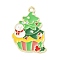 Alloy Enamel Pendants, Christmas Theme, Golden, Christmas Tree, 28x21x1.3mm, Hole: 2.1mm