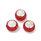 Alloy Rhinestone Clay Pave Beads, Rondelle, Red, 11.5x7.5mm, Hole: 5mm