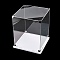 (Defective Closeout Sale: Slight Damage) Transparent Acrylic Minifigures Display Cases with White Base, Dustproof Dolls Display Boxes for Models Toys Action Figures, Rectangle, Clear, 22x22x25cm