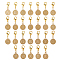 Alloy Enamel Pendant Decoration, with Alloy Lobster Claw Clasps, Flat Round with Letter A~Z, Golden, 27mm, 26pcs/set
