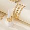 Bamboo Joint Alloy Cuff Bangle & Cuff Rings Sets, Golden, 60mm & 18mm