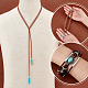PandaHall Elite Imitation Leather Oval & Teardrop Finger Rings & Multi-strand Bracelet & Dangle Earrings & Lariat Necklace with Synthetic Turquoise SJEW-PH0001-12-3