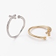 Латунные кольца из манжеты с прозрачным цирконием, открытые кольца, долговечный, крестик, разноцветные, размер США 5, внутренний диаметр: 16 мм