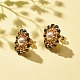 Shell Pearl & Glass Seed Braided Flower Stud Earrings EJEW-JE04921-04-3