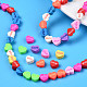 手作り樹脂粘土ビーズ連売り  単語「love」付けのハート  バレンタインデーのために  ミックスカラー  8~9x9~9.5x4~5mm  穴：1.6mm  約40個/連  14.06インチ〜14.57インチ（35.7~37cm） CLAY-N006-72-8
