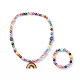 Наборы браслетов и ожерелий с радужной тематикой для детей SJEW-JS01266-1