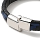 Bracelet cordon rectangle tressé en cuir avec 304 fermoirs magnétiques en acier inoxydable pour homme femme BJEW-C021-04-5