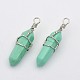 Faceted Bullet Platinum Plated Brass Gemstone Double Terminated Pointed Pendants G-J265-M-2