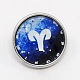 Platinum Plated Brass Glass Flat Round with Blue Constellation/Zodiac Sign Jewelry Snap Buttons SNAP-M034-A-05-1