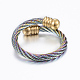 Trendy conjuntos de anillos y brazaletes de torque de 304 acero inoxidable X-SJEW-H073-12A-5