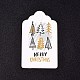 紙ギフトタグ  hange tags  美術工芸用  クリスマスのために  メリークリスマス＆クリスマスツリー模様の単語  ホワイト  50x30x0.3mm  穴：5mm CDIS-L003-E04-A-1