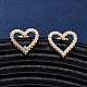 Серьги-гвоздики в форме сердца из искусственного жемчуга из латуни EJEW-K267-36G-2