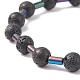 Stretch-Armband mit runden Perlen aus natürlichem Lavagestein und Glassäulen BJEW-JB08623-5
