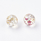 Flower Picture Printed Glass Beads GLAA-E399-8mm-01-1
