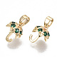 Brass Micro Pave Green Cubic Zirconia Charms KK-S354-245-NF-2