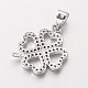 Clover Brass Micro Pave Cubic Zirconia Charms ZIRC-I014-33P-FF-2