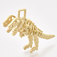 滑らかな表面の合金ペンダント  3d恐竜の骨  マットゴールドカラー  29x36x10mm  穴：3x4mm PALLOY-T067-69MG-3