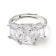 Clear Cubic Zirconia Rectangle Adjustable Ring RJEW-I087-10P-2