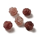 Perles de fleurs sculptées en quartz fraise naturel G-O156-B-22-1