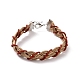 Cowhide Leather Braided Weave Cord Bracelets with Brass Clasp for Women BJEW-JB09109-4