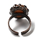 天然混合宝石オーバルオープンカフリング  赤い銅メッキのブリキの爪の指輪  カドミウムフリー＆鉛フリー  内径：18mm RJEW-M155-03R-4