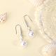 Pearl Earrings with Cubic Zirconia White Freshwater Shell Pearl Dangle Hook Earrings Stud Round Ball Drop Hoop Earrings Brass Jewelry Gift for Women JE1097A-3