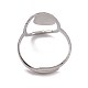 304 Stainless Steel Hollow Oval Cuff Ring Findings RJEW-G285-19P-3
