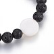 Braccialetti elasticizzati con perle di roccia lavica naturale BJEW-JB03969-M-4