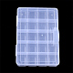 プラスチックビーズ収納ケース  20のコンパートメント  長方形  透明  27x19x4.5cm  コンパートメント：52x45mm CON-Q031-04B-1