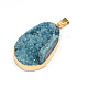 Plated Natural Drusy Agate Teardrop Pendants G-R275-15-2