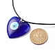 Collier pendentif coeur avec mauvais œil au chalumeau avec cordon en cuir pour femme NJEW-JN03924-01-5