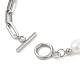 Bracelet en perles de perles baroques naturelles avec 304 chaînes de trombones en acier inoxydable pour femme BJEW-JB08970-6