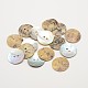 2-Hole Flat Round Mother of Pearl Buttons SHEL-N033-15-1