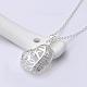 Simple Silver Color Plated Brass Cubic Zirconia Hollow Heart Pendant Necklaces For Women NJEW-BB12980-4