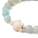 Bracelet extensible en perles d'amazonite à fleurs naturelles BJEW-JB09764-01-3