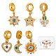 Beebeecraft 6Pcs 6 Style 18K Gold Plated Dangle Charms Insert Colorful Cubic Zirconia European Dangle Charms Pendant for DIY Necklace Earrings Jewellery Making KK-BBC0001-92-1
