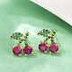 Серьги-гвоздики из вишневой латуни с микропаве из кубических цирконий EJEW-F895-26A-G-3