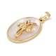 Овальные подвески из латуни с покрытием из ракушки KK-U032-92G-12-2