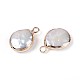 Плоские круглые подвески из натурального жемчуга кеши с гальваническим покрытием&nbsp;LS-PEAR-S018-02C-01B-2