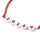 Coeur avec mot 2024 bracelet de perles tressées en acrylique BJEW-JB09780-01-3