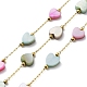Cadenas de eslabones con cuentas de latón y corazón de concha natural de colores CHS-C008-04G-1