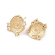 Плоские круглые серьги-гвоздики с микропаве из прозрачных кубических цирконий из латуни KK-H524-08G-2
