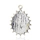 Antique Silver Plated Alloy Light Siam Rhinestone Enamel Teardrop Pendants ENAM-M028-02-2