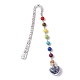 7 perle de pierre précieuse chakra et marque-pages pendentif en forme de cœur en verre lapis-lazuli naturel AJEW-JK00313-07-1